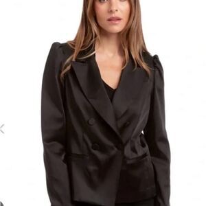 #700 DREW Black Satin Cocktail Blazer